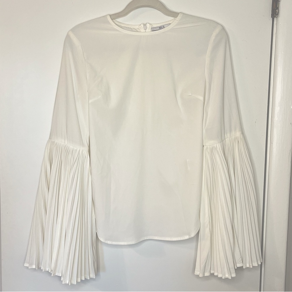 Worn Once! Asilio White Long Sleeve Blouse with Beautiful Fluted Bell Sleeves